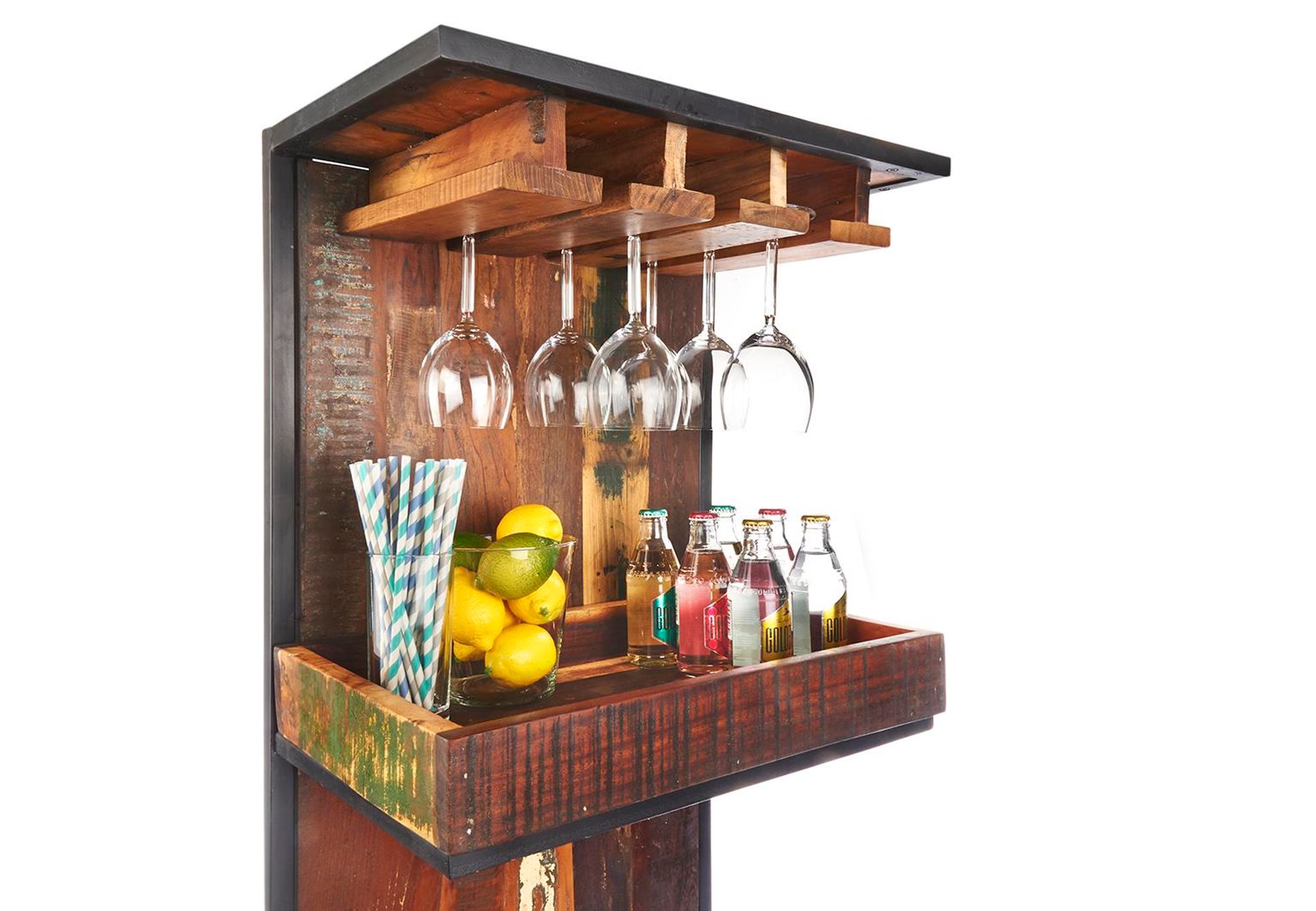 Kobolo Weinregal ROSSO Vintage 115x70x190 cm Anrichte Barregal Barwagen Scooter Bar Haus Weinausstellung Weinschrank Dekoregale Küche Wohnzimmer Deko