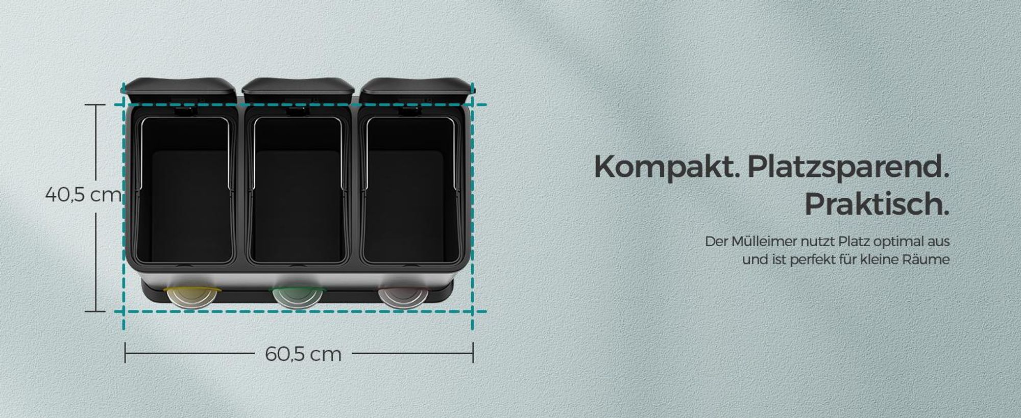 SONGMICS Mülleimer Mülltrennsystem, Abfalleimer, Edelstahl, 45 L