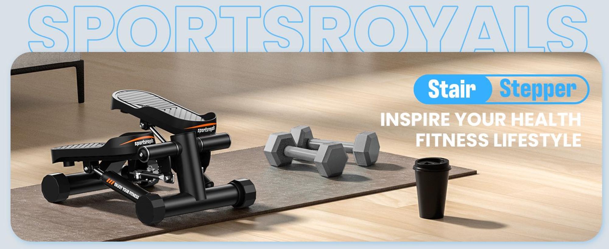Sportsroyals Exercise Stair Stepper für Zuhause – Up-Down Swing Stepper mit Power Ropes für Bein/Arm/Butt Training, Home Office Fitness Exercise
