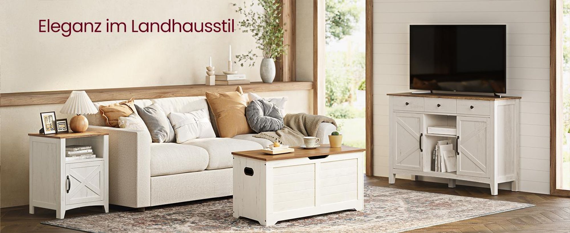 VASAGLE Schuhbank, Sitzbank mit Stauraum, Aufbewahrungsschrank, Landhausstil