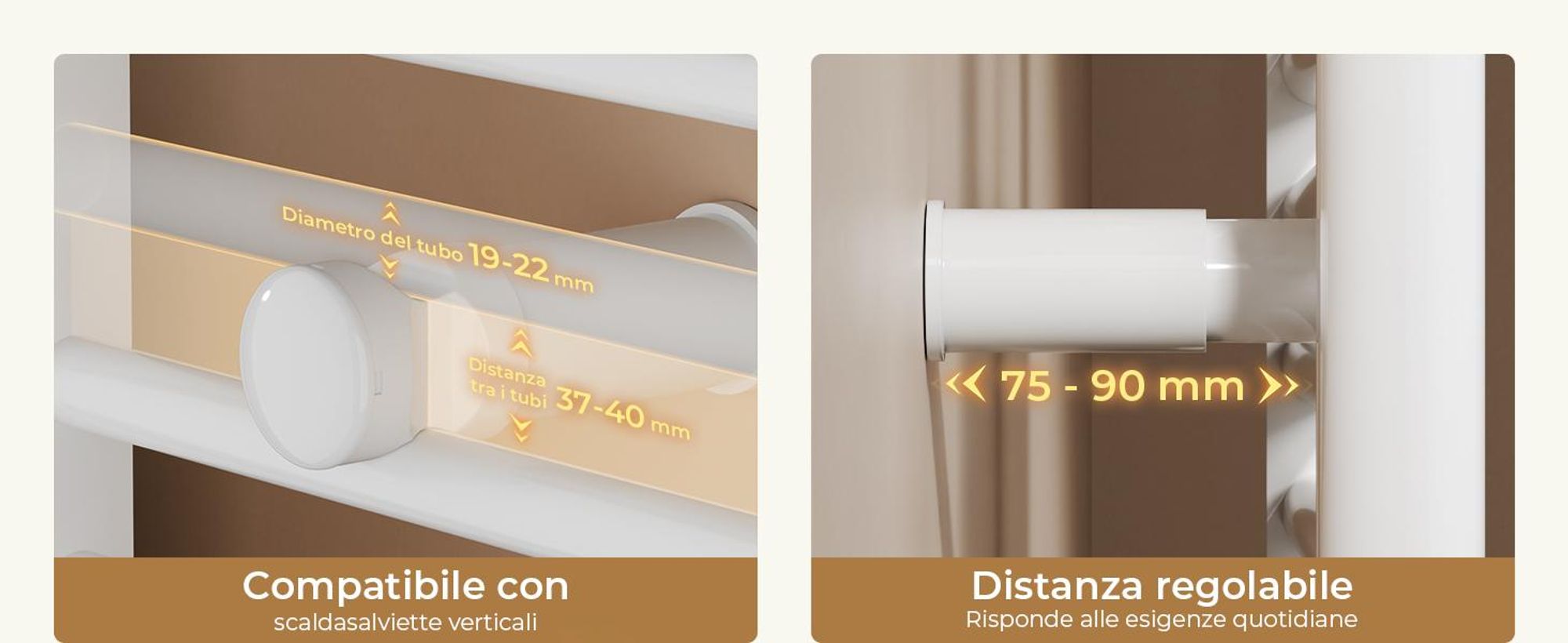 S'AFIELINA Staffa per radiatore bagno, Set di staffe regolabili per radiatore, resistenti all'umidità, incl. valvola di sfiato e tappo cieco, 1 pezzo