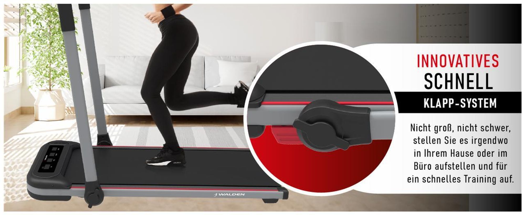 Walden F2600 Laufband 2 in 1 Walking Pad klappbar bis 10 kmh Untertisch Elektrisch Gehgerät Home Office Leise Fernbedienung LCD Display Belastbar 110k