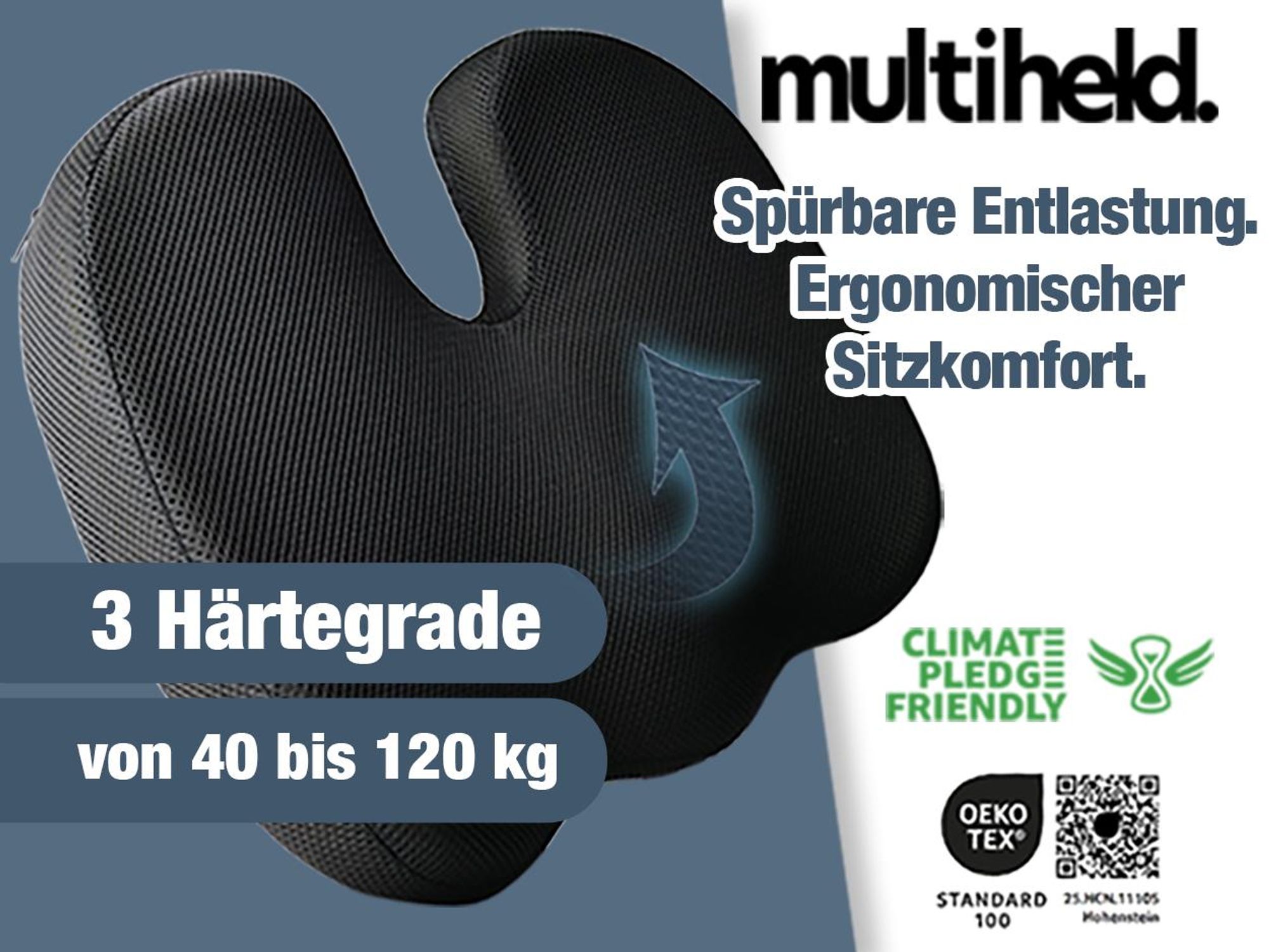 Sitzkissen orthopädisch Steißbeinkissen mit Memory Foam Weich 40-65 KG für Ergonomischen Komfort geeignet für Bürostuhl, Auto, Homeoffice & Alltag