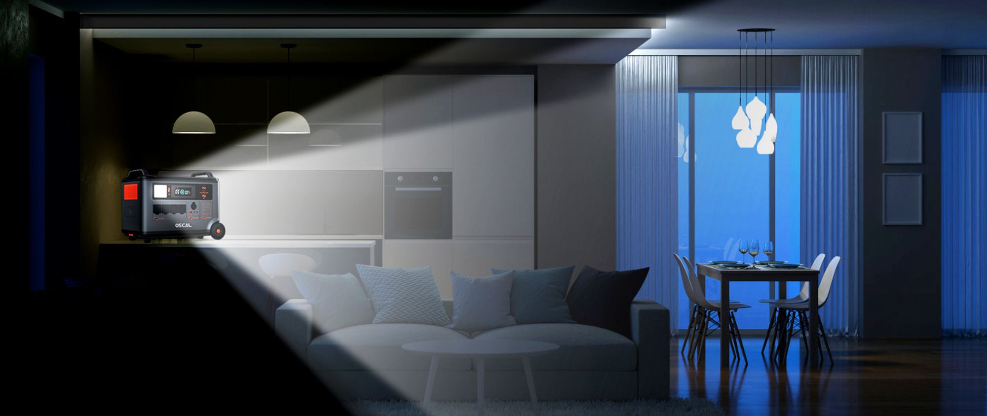 Stromerzeuger PowerMax 3600W Powerstation 3,60 in kW, 3600Wh, 14 Ausgänge, LED-Licht, LiFePO4 Solarspeicher, mit 2*PM200 Plus faltbares Solarpanel