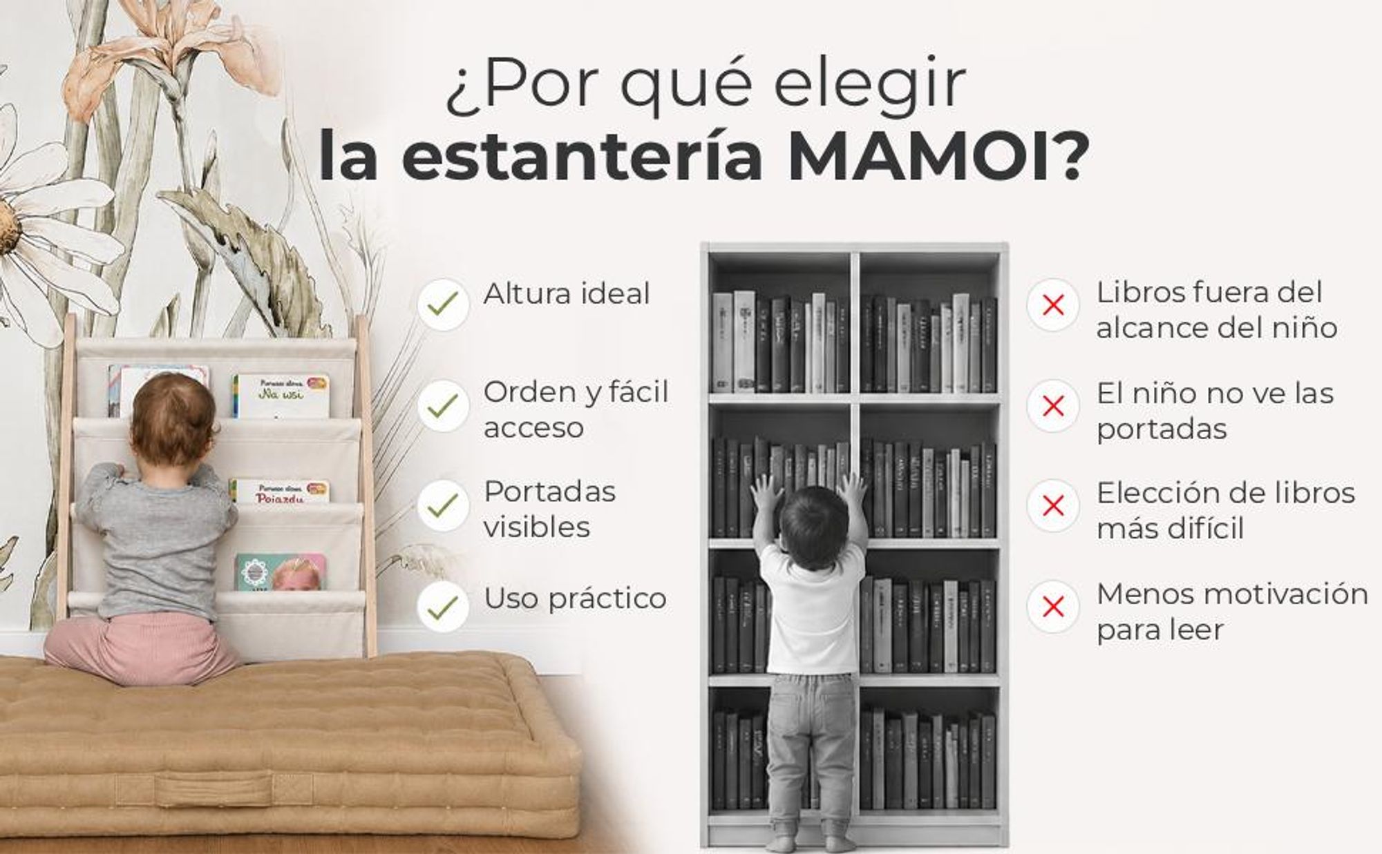 MAMOI®: estanterías para libros infantiles, estanterías para habitaciones infantiles, estanterías, estanterías para libros, estanterías de pared para niños, estanterías infantiles, de madera