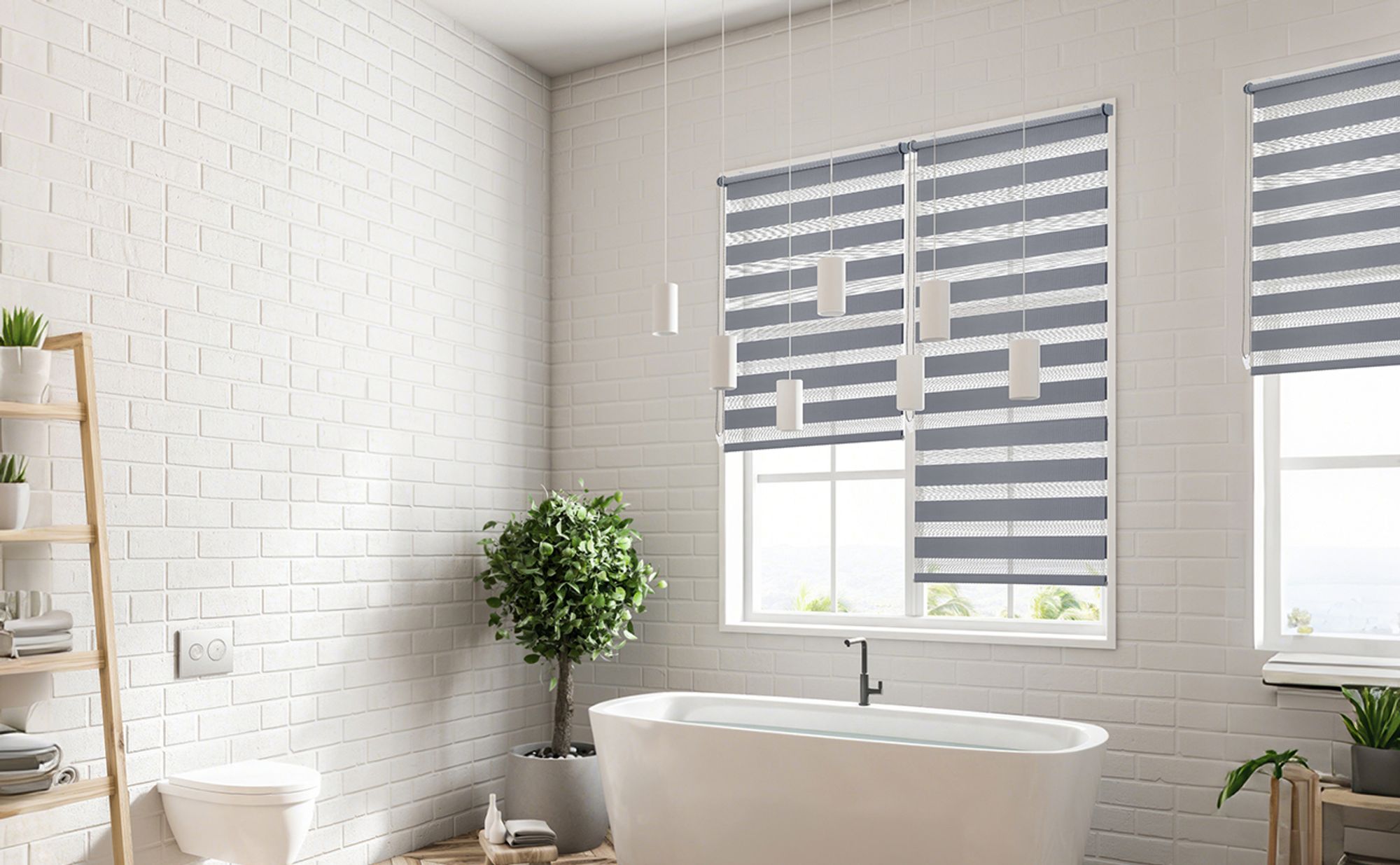 Doppelrollo 95x130cm Dunkelgrau Duo Rollo Klemmfix ohne Bohren Jalousie Rollos für Fenster und Tür