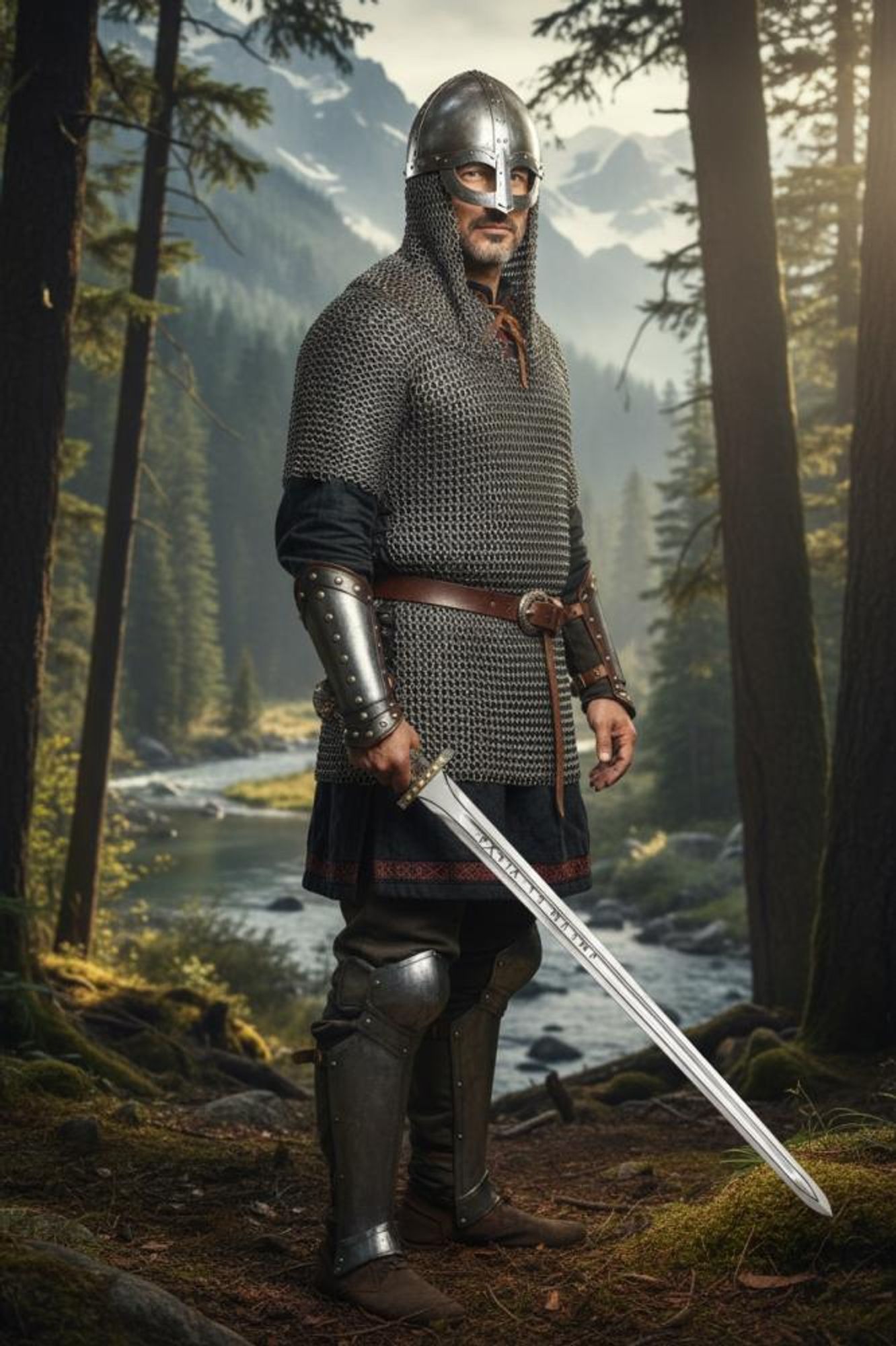 DEKO-Schwert Ragnar Lothbrok 100 cm | Inspiriert von Vikings | Wandhalterung inklusive | Edelstahlklinge | Handgefertigte Replica – BY-150B