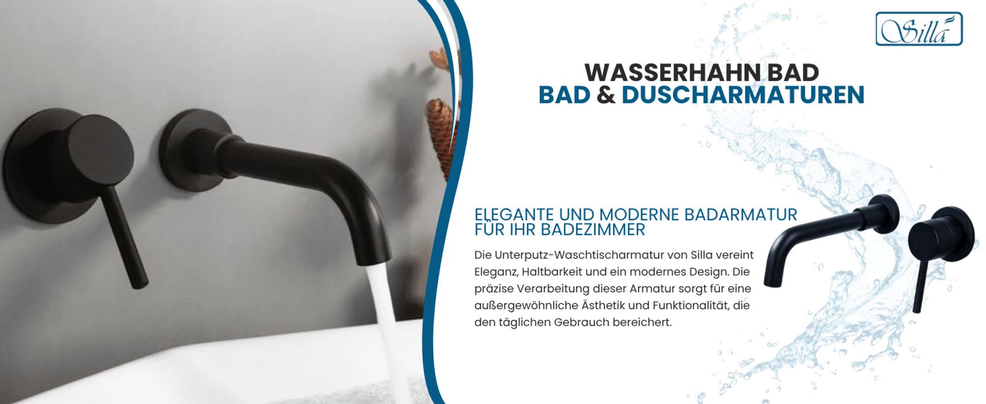 Silla Rosa S-1077B – Unterputz-Waschtischarmatur in Schwarz