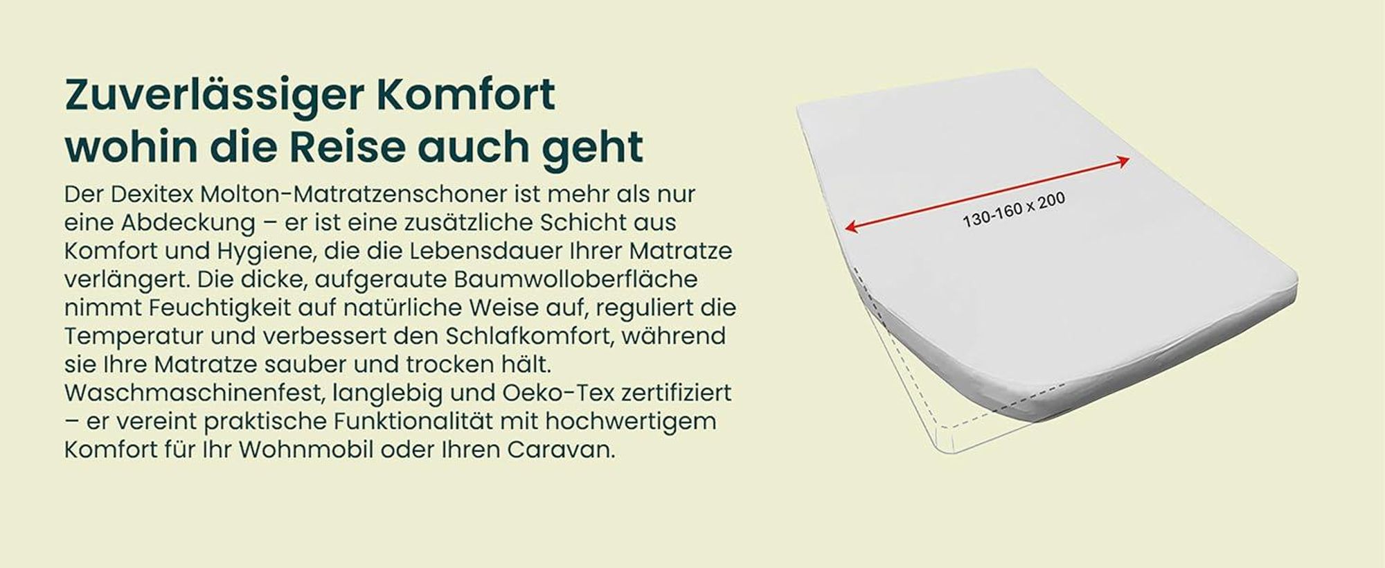 Dieses Bild erklärt den Molton-Matratzenschoner und seine Vorteile.