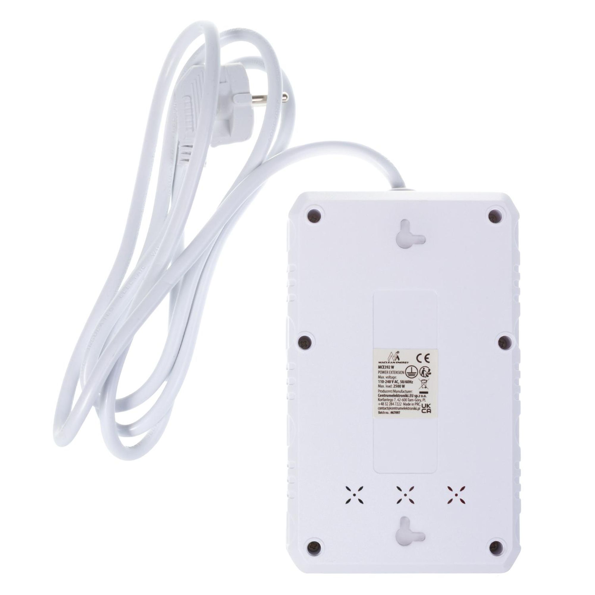 Steckdosenleiste 4 Steckdosen 2500W 3xUSB weiß 1,5m