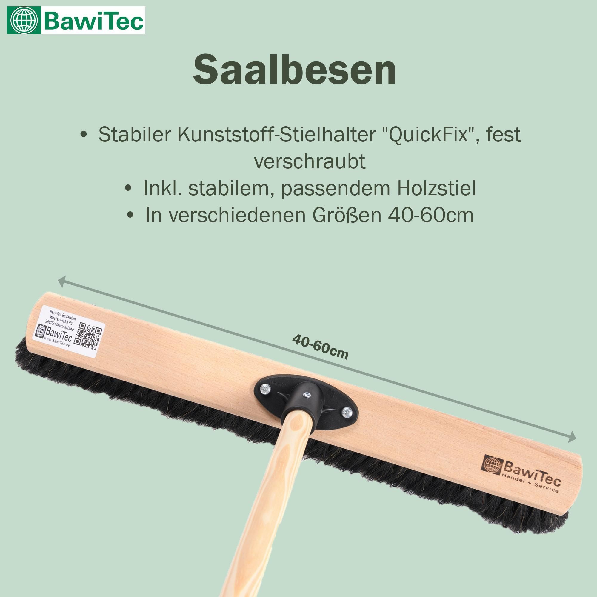Sehr weicher Naturhaar Rosshaar Saalbesen 40cm Breit mit Stiel Besenstiel 140cm Lang Rosshaarbesen Holz Besen Feger weiche Borsten für Innen