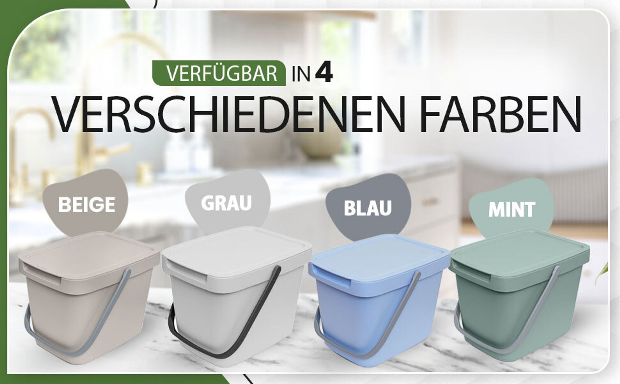 YourCasa® Biomülleimer Küche - 6L mit Deckel und Wandaufhängung Blau