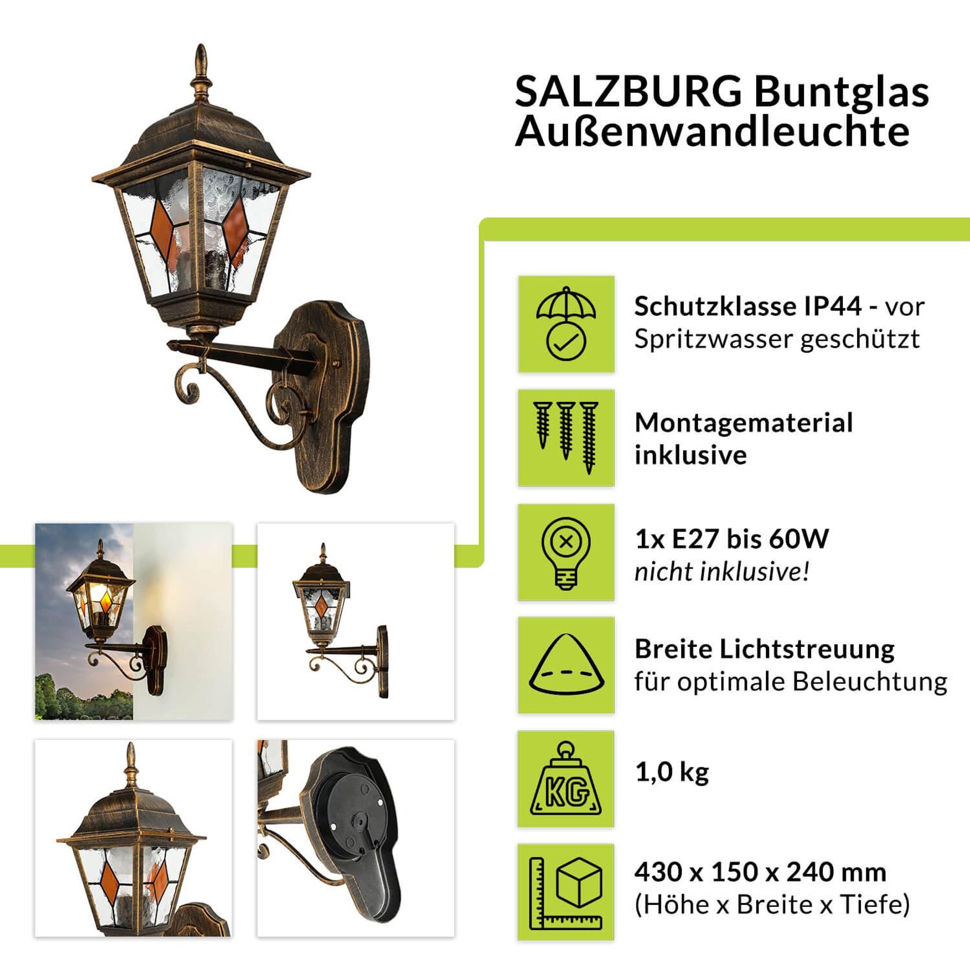 Highlights der SALZBURG Wandleuchte für außen