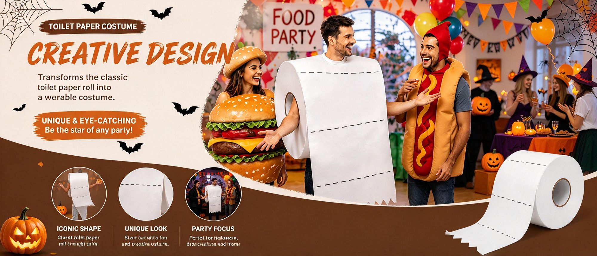 Juksun Klopapier Kostüm Toilettenpapier weiß Einheitsgröße 165-185cm für Halloween und Mottoparty Rollenspiel