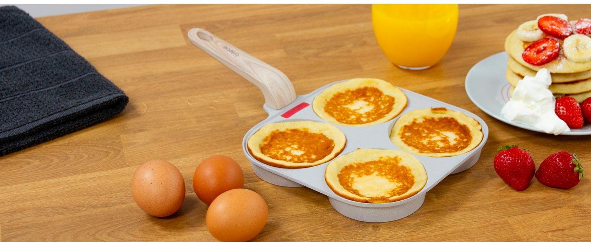 Briebe FPE1176 Spiegeleipfanne Induktion Pancake Pfanne, Glasdeckel, Antihaftbeschichtet Creme