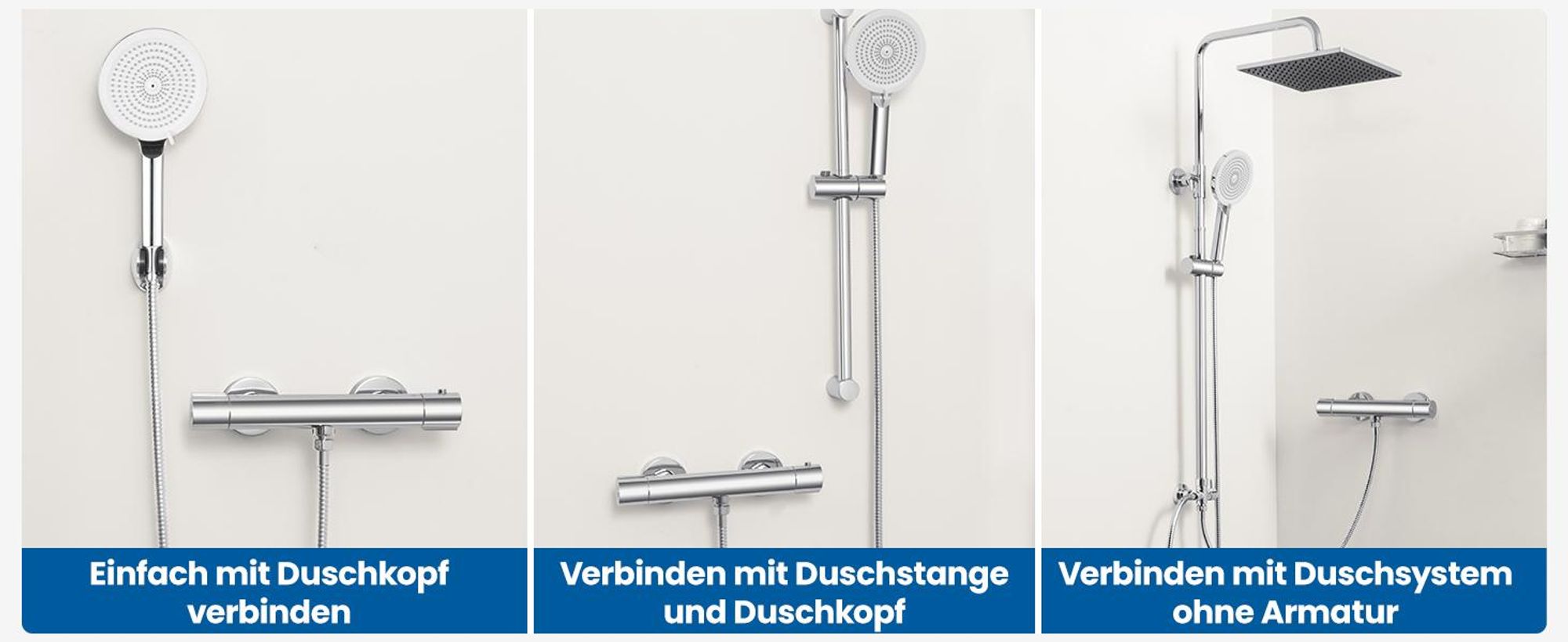 Auralum Duschthermostat Duscharmatur, Duschmischerventil mit 38 ° C Sicherheitstaste, Heiß- und Kaltwassermischer Konstanter Temperaturregelbereich für Badezimmer - Chrom