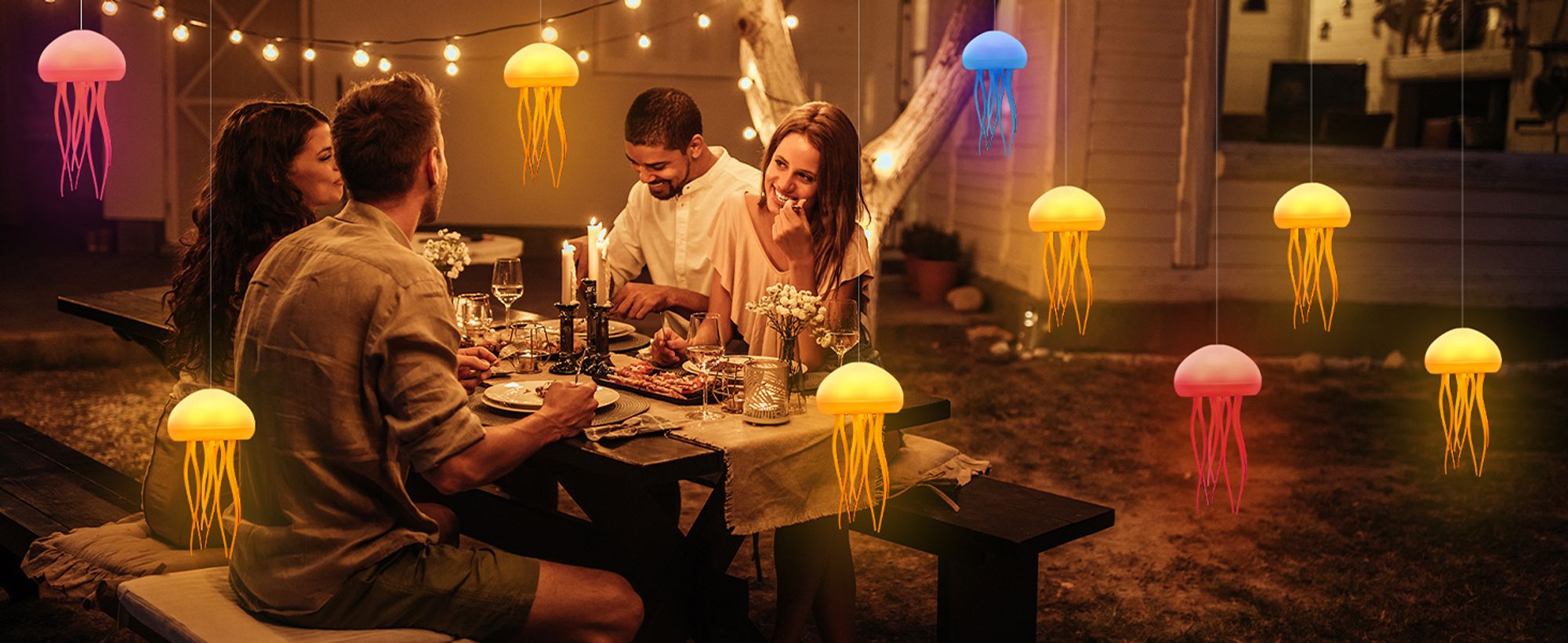 Quallen Lampe, LED Jellyfish Lamp Quallenlampe Intelligente Tentakel Qualle Lampe, Sprachgesteuerte RGB Jellyfish Licht Voller Farbverlauf Quallen