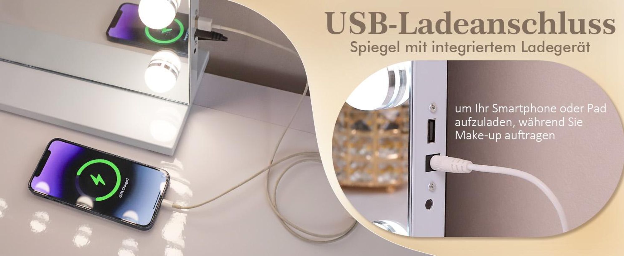 VANITII Hollywood Schminkspiegel 80cm x 58cm mit Beleuchtung 18 Dimmer Leuchten 3 Lichtmodus Kosmetikspiegel für Badzimmer Schminktisch Weiß