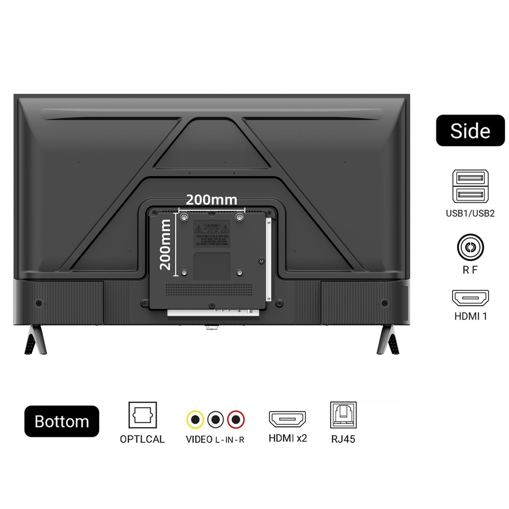Hikers 43Z1 Téléviseur Smart TV - Écran 43 pouces Résolution FHD 1920*1080 Soutien Android Qualité Sonore Dolby Atmos - Noir