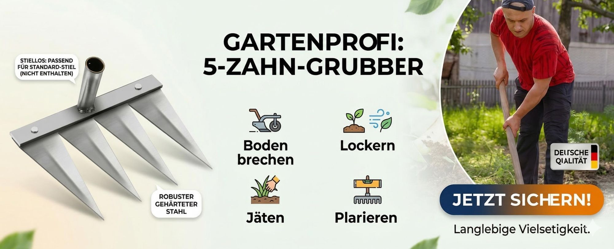 Gartenwerkzeug Multifunktionaler Unkrautentferner & Bodenlockerer