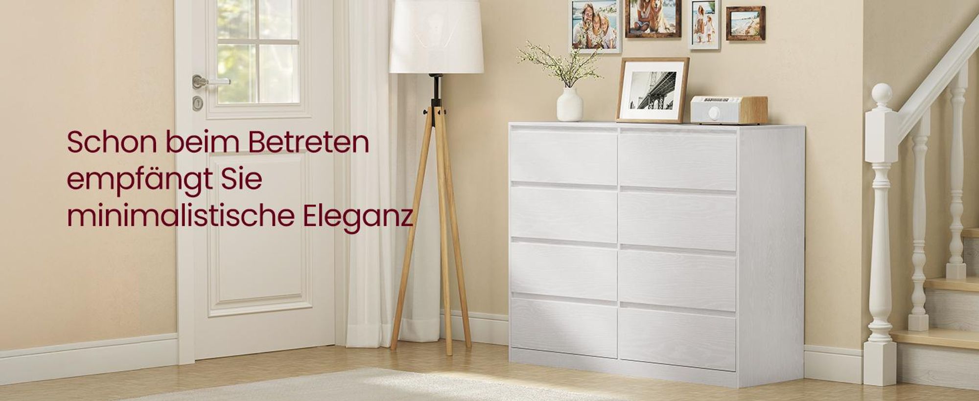 VASAGLE Kommode mit 8 Schubladen, Kommodenschrank, Schubladenschrank, Wäschekommode, für Schlafzimmer, 40 x 119,4 x 97,5 cm, Modern KAILYN Kollektion