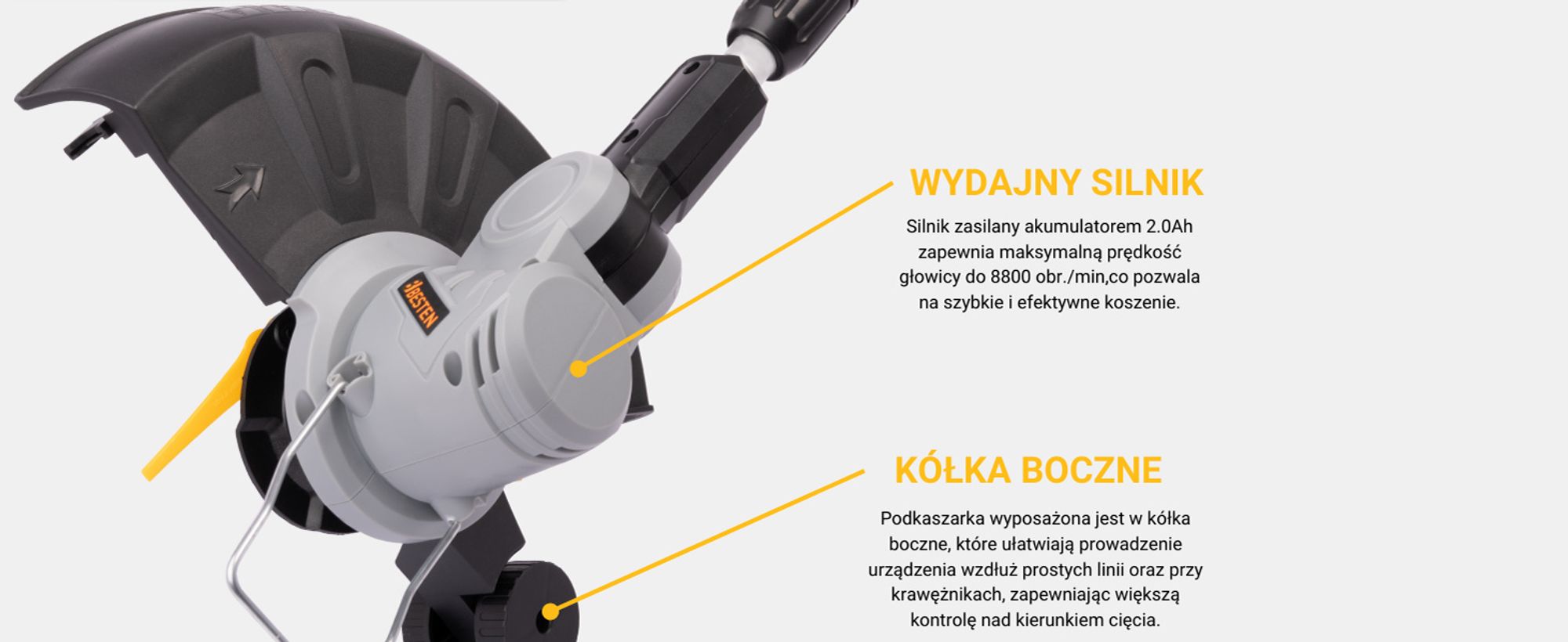 Podkaszarka Akumulatorowa Kosa Wykaszarka Na Kołach Do Trawy Żyłki +Ostrza