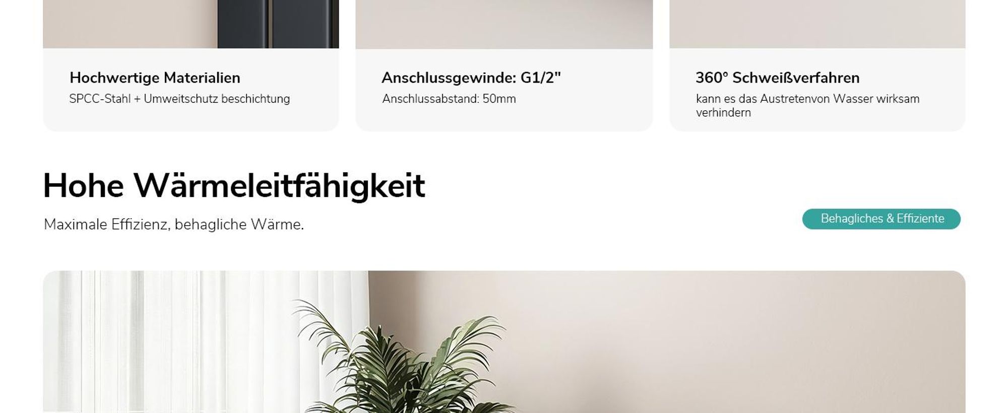EMKE Design Paneelheizkörper Horizontal 630x1006mm 712W Flachheizkörper Anthrazit Heizkörper Einlagig SPCC-Stahl Seitenanschluss ohne Heizstab