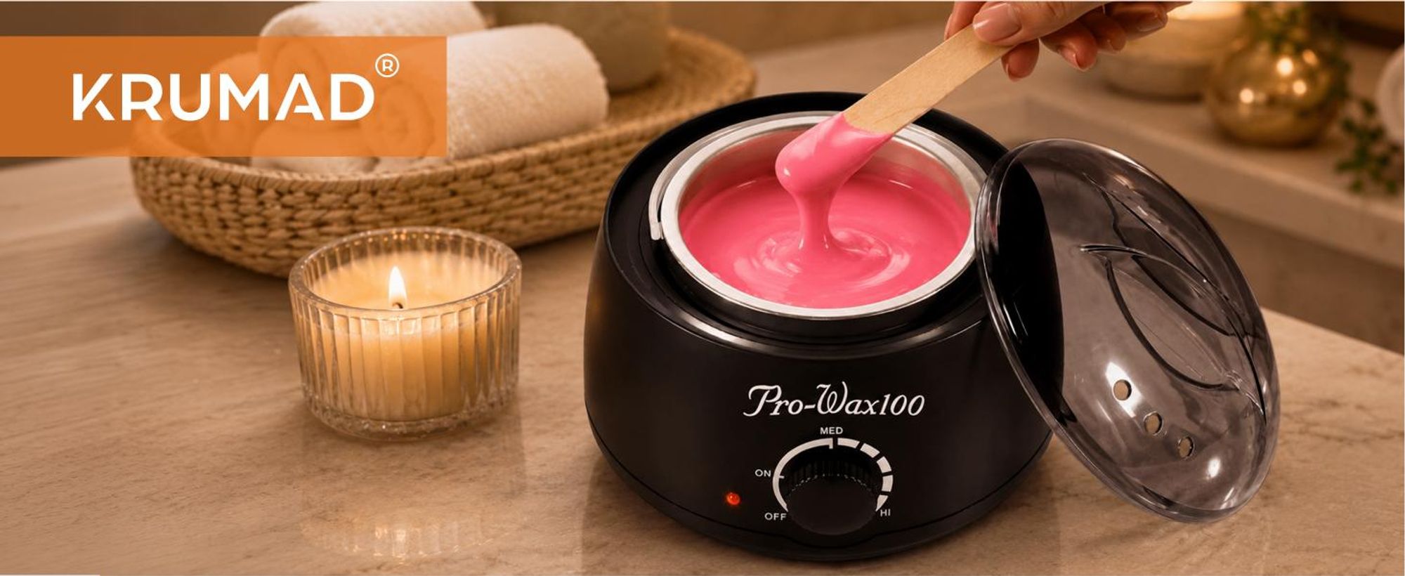 KRUMAD Wachswärmer 100W mit Temperaturregler, Wachsgerät zur Haarentfernung, Waxing Set für Wachsperlen & Warmwachs, Wax Pot