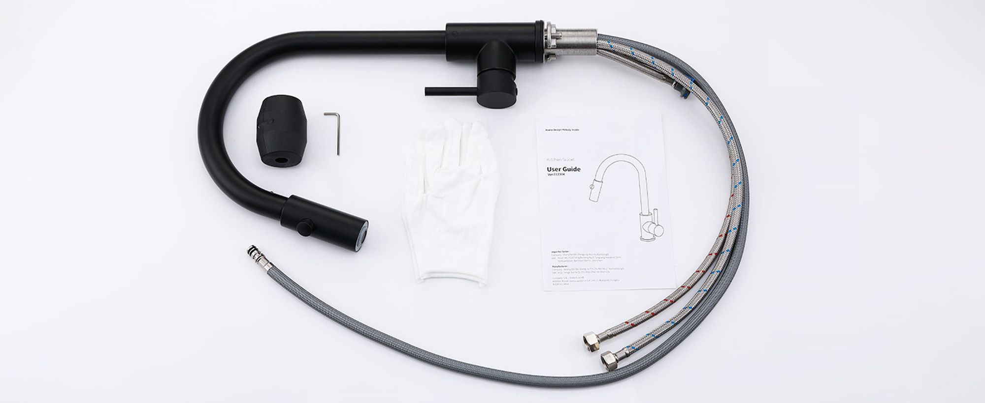 Wasserhahn Küche Schwarz Hochdruck Küchenarmatur Ausziehbar 360° Drehbar, Mischbatterie Küche Wasserhahn Ausziehbar mit 2 Modus, Armatur Küche Schwarz Wasserhahn Edelstahl Hochdruck, Schwarz
