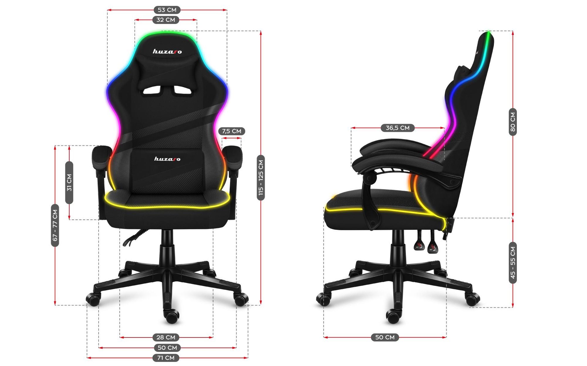 Huzaro Gaming-Stuhl - Force 4.4 RGB Black HZ-Force 4.4