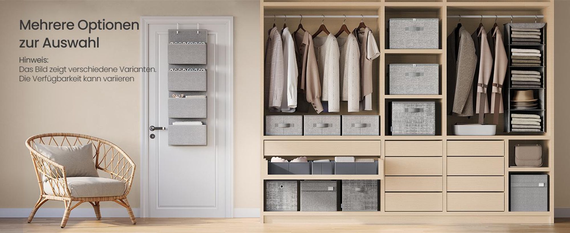 SONGMICS Unterwäsche-Organizer, Aufbewahrungsbox, 8er Set, faltbar, Grau