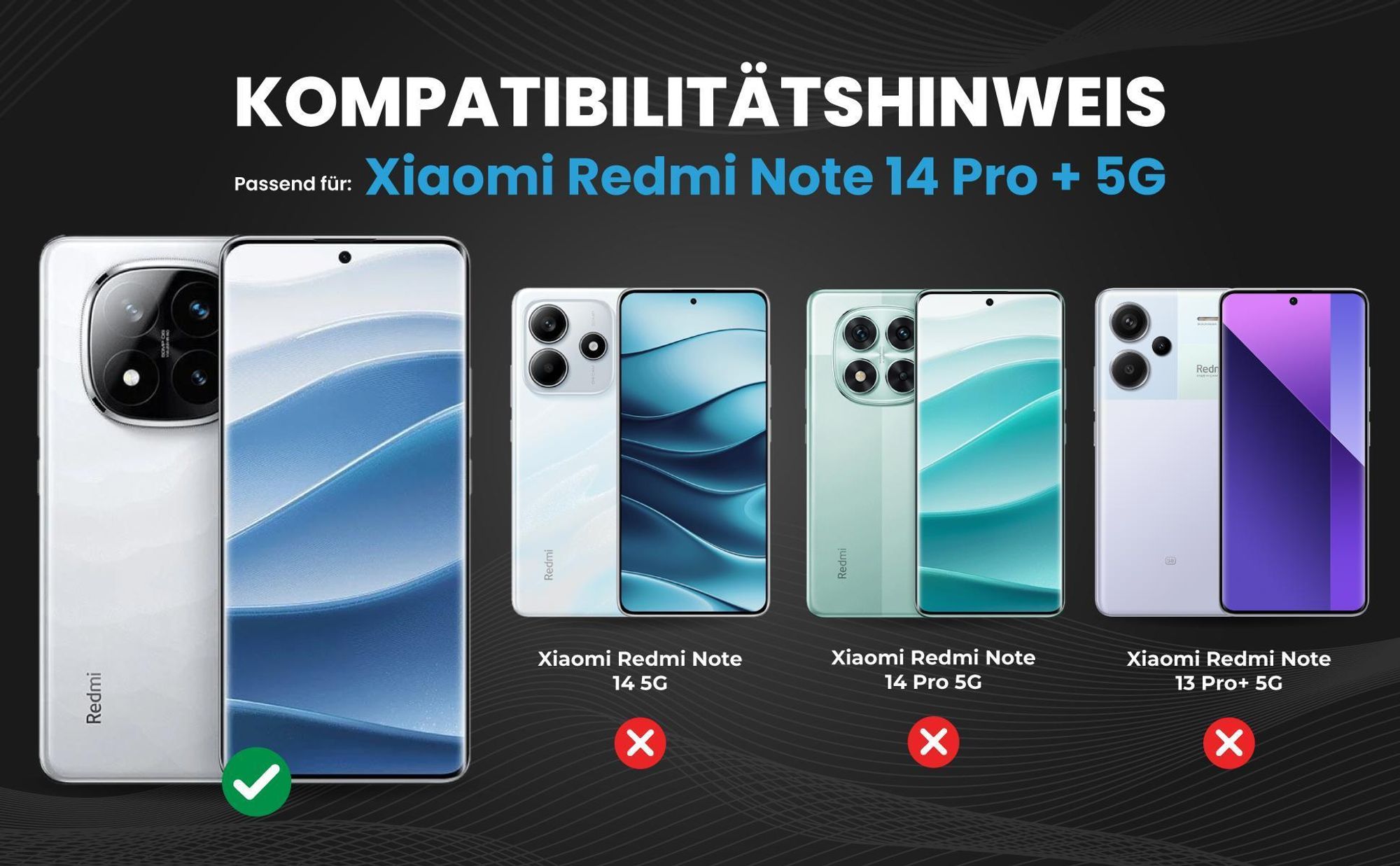 Kompatibilitätshinweise Hülle für Xiaomi Redmi Note 14 Pro+ 5G