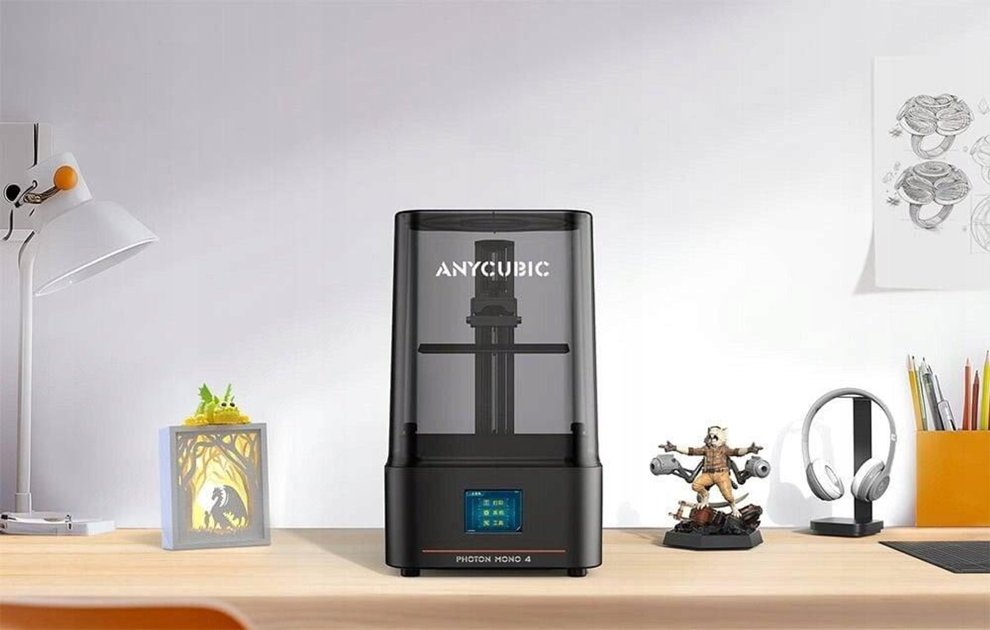 Anycubic Photon Mono 4, Stereolithografie (SLA), WLAN, USB Anschluss, Sichtfenster, 54 W