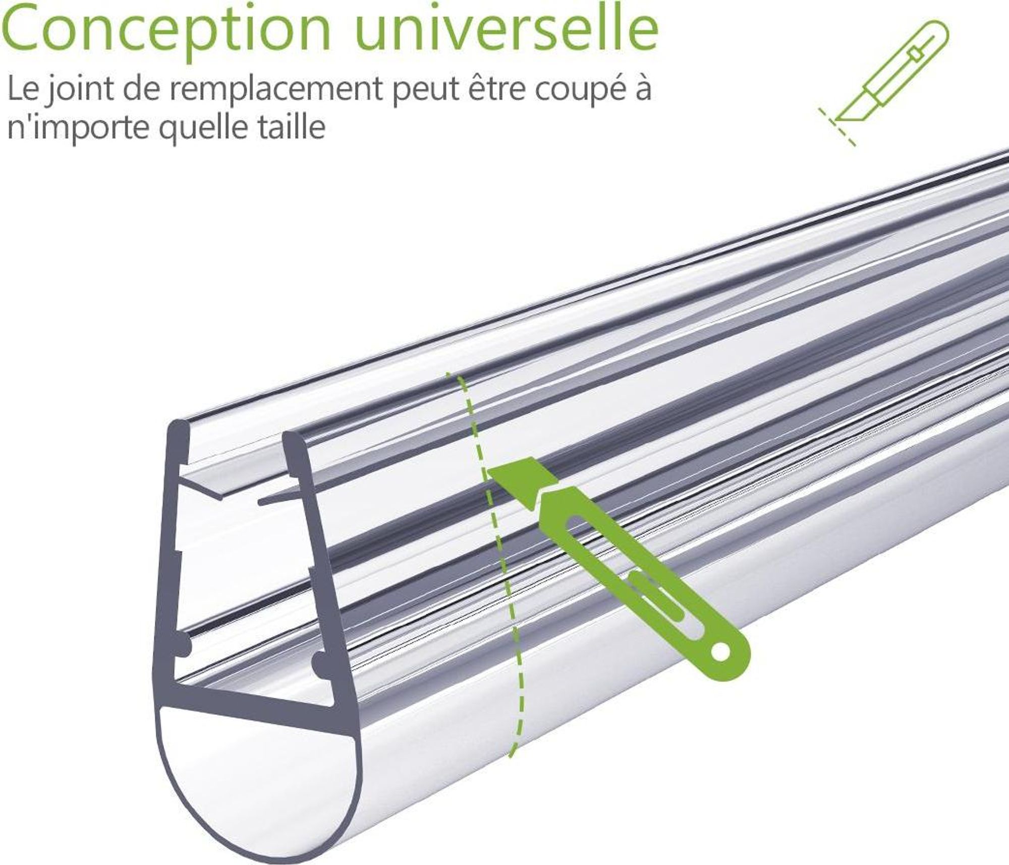 S'AFIELINA Joint de douche 2 pièces 100cm pour verre de 7-8mm - joint de remplacement déflecteur d'eau anti-vague pour cabine de douche salle de bain