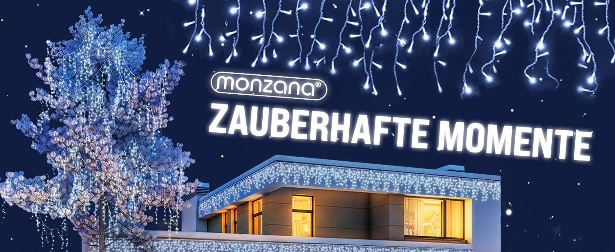 MONZANA® Eisregen Lichterkette 200 LED 10m Warmweiß