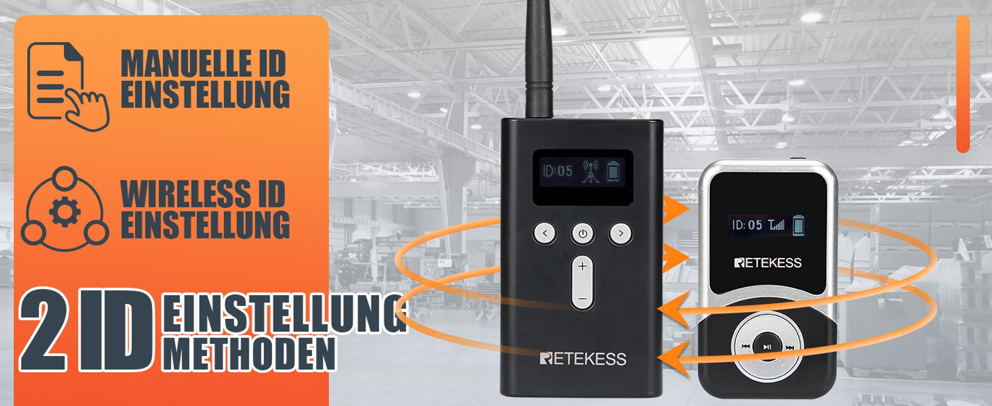Retekess T130S Tour Guide System, Audio Guide mit 49 Kanälen, 100 m Sprachdolmetschsystem für Tourismus, Fabrik, Konferenz, Kirche, Hochschule
