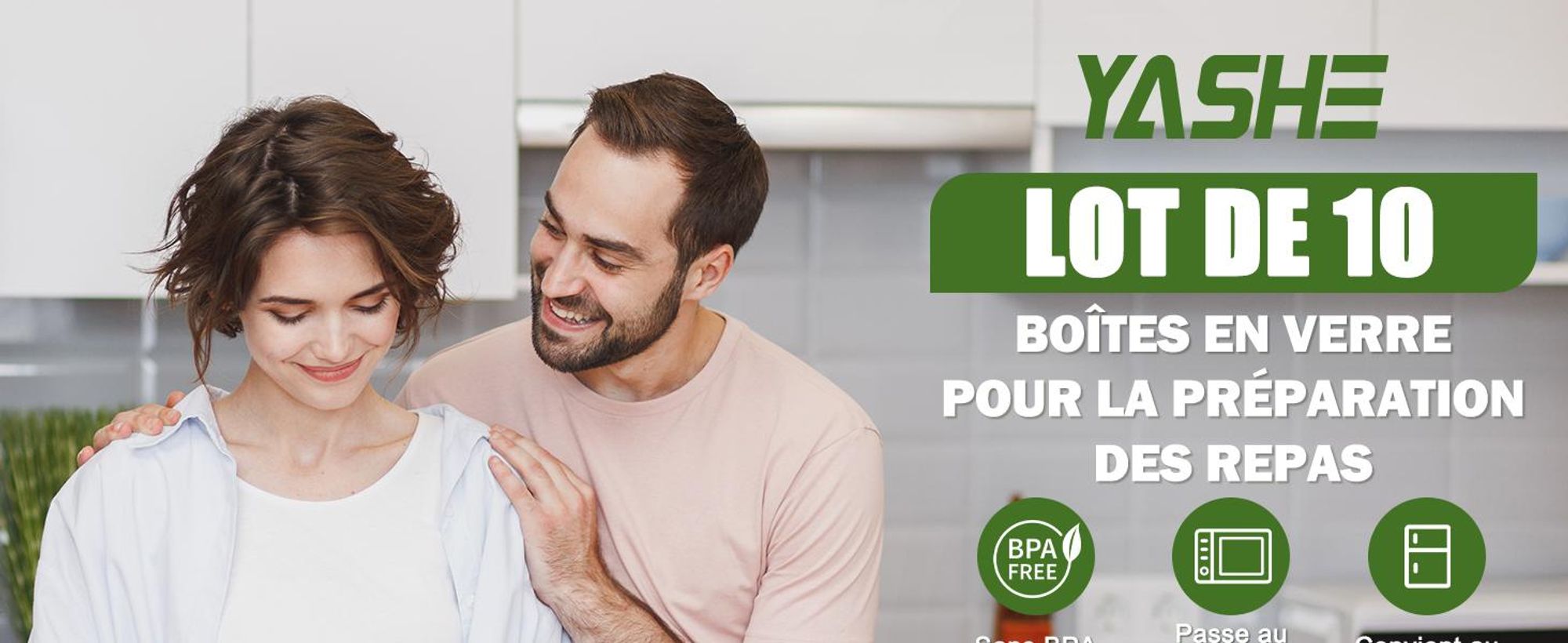 YASHE Boîtes en verre LN-10pcs-Grey, 10 pièces, 7,05 L