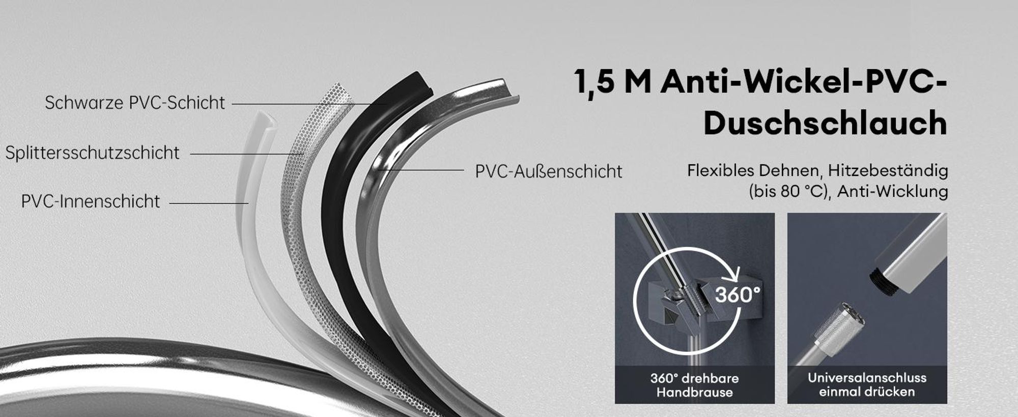 doporro Badewannenarmatur mit Handbrause, Wasserfall Wannenarmatur aus Vollmessing, Armatur Badewanne Wandarmatur, Wandmontage Silber DSN-403