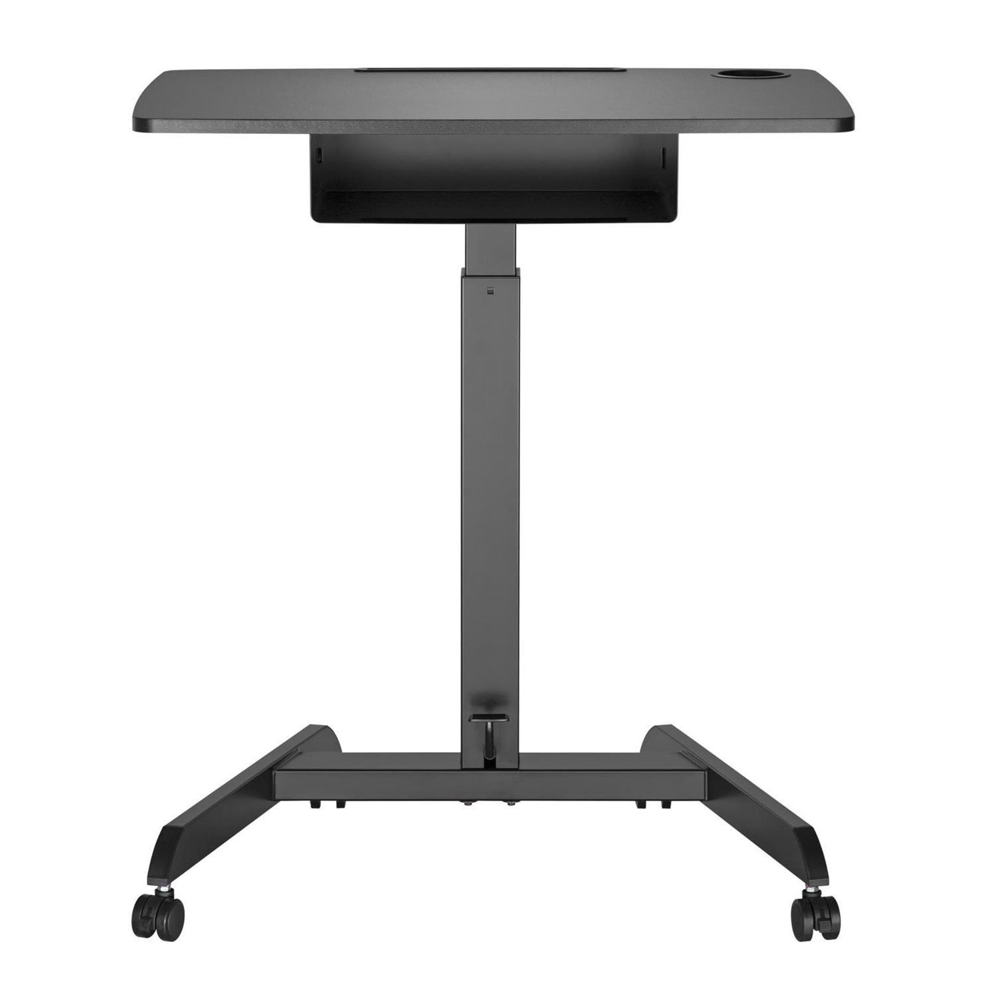 Höhenverstellbarer Laptoptisch mit Rollen und Schublade Sitz-steh-Schreibtisch - Höhenverstellbar bis max. 113cm / Max. 8kg - Schwarz
