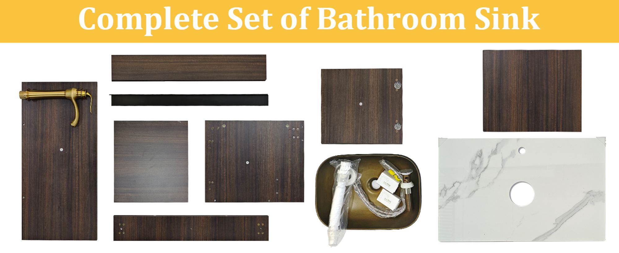 WISFOR Badmöbel Set Waschtisch inkl.Unterschrank/Waschbecken/Wasserhahn, 100 x 50 x 69 cm