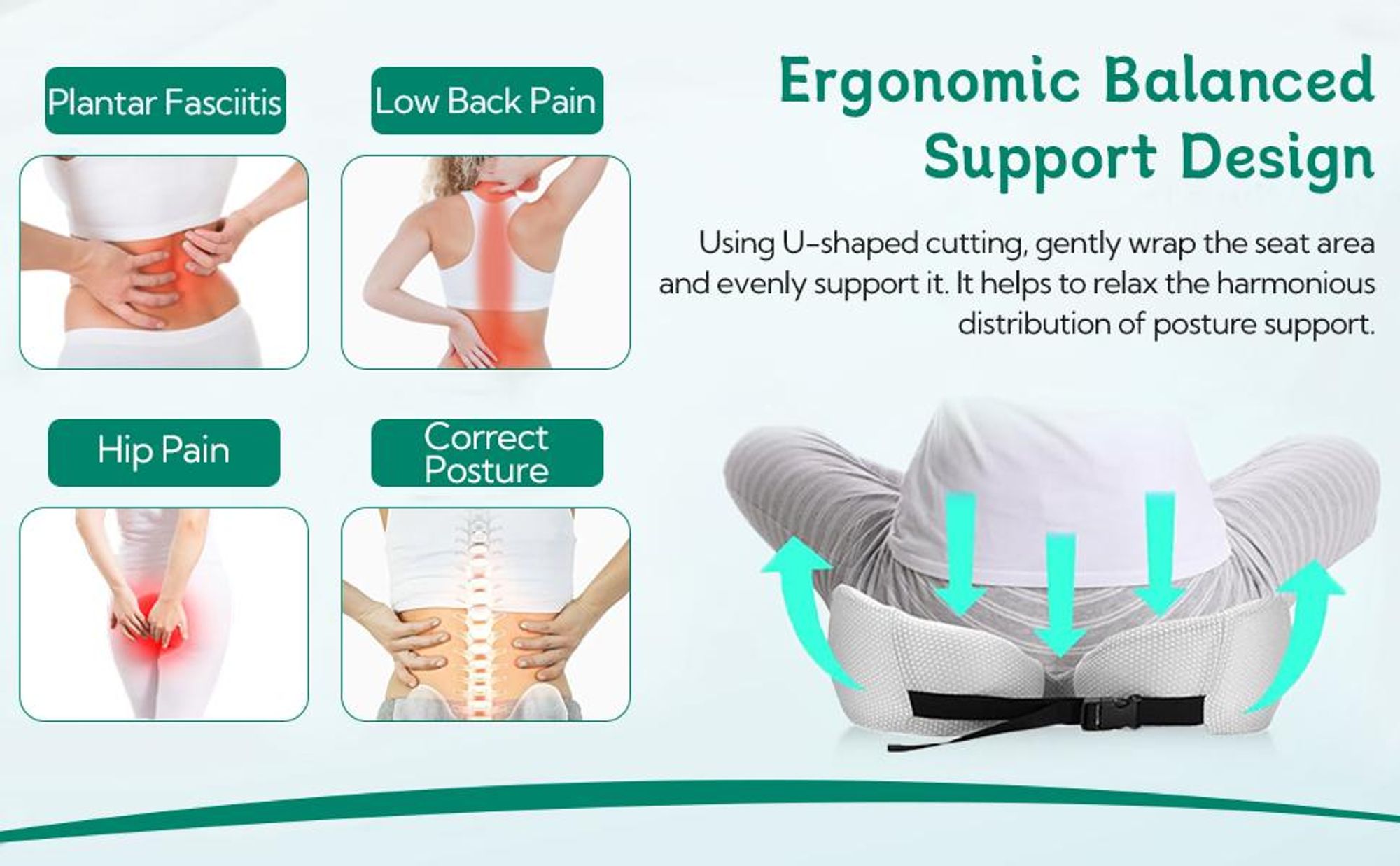Orthopädisches Sitzkissen, Ergonomisches Sitzkissen, Bürostuhl Kissen, Memory Foam Stuhlkissen, Fördert Durchblutung und Entlastet das Steißbein