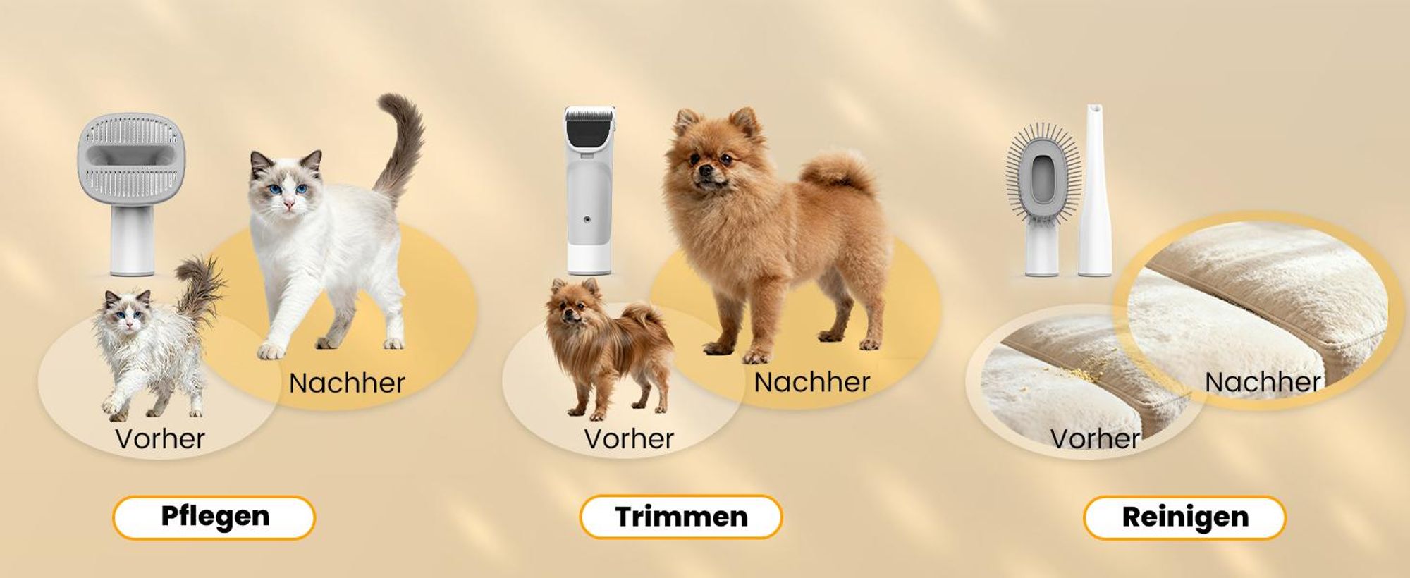 AIRROBO GP04 Hundepflegesauger und Hundehaarsauger, 12000 Pa Saugleistung, Hundestaubsauger zur Fellpflege, Haustier-Staubsauger-Pflegeset