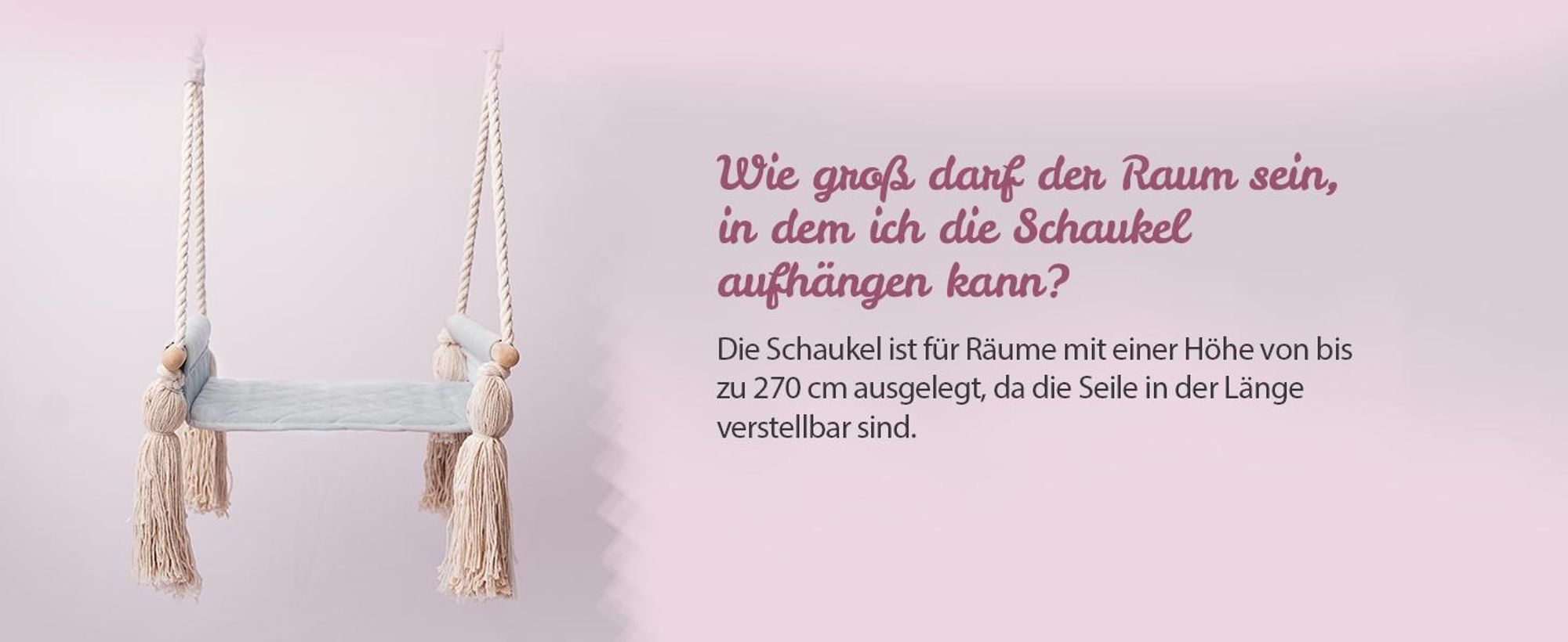 Create for you® - Holzschaukel für Kinder mit Baumwollseil, Kinderschaukel, Indoor-Sitz mit Weichem Material, Höhenverstellbar, Beige