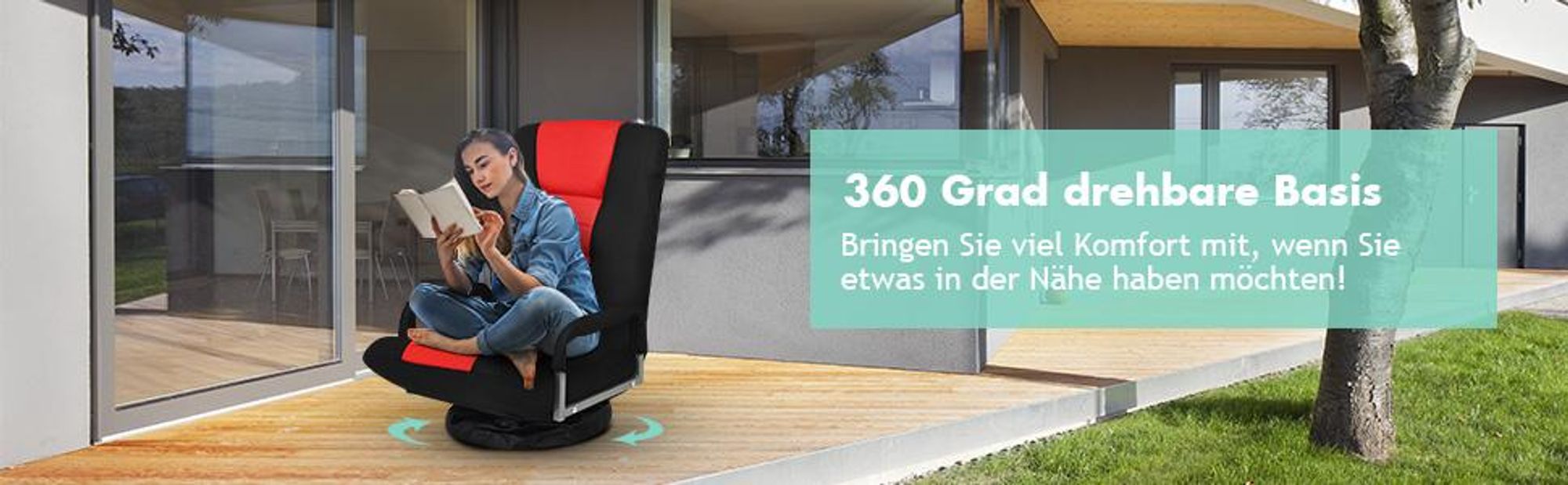 COSTWAY Relaxsessel 360° drehbar, 6-fach verstellbare Rückenlehne, bis 140kg