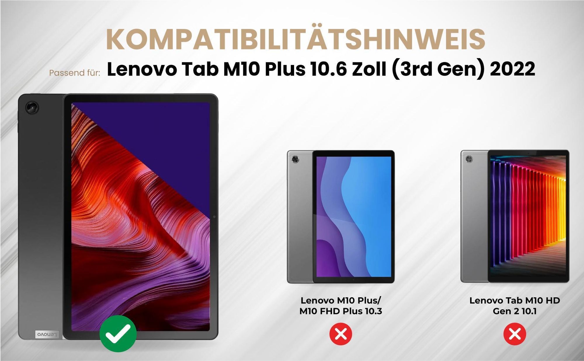 Kompatibilitätshinweise Tablet Cover für Lenovo Tab M10 Plus 10.6