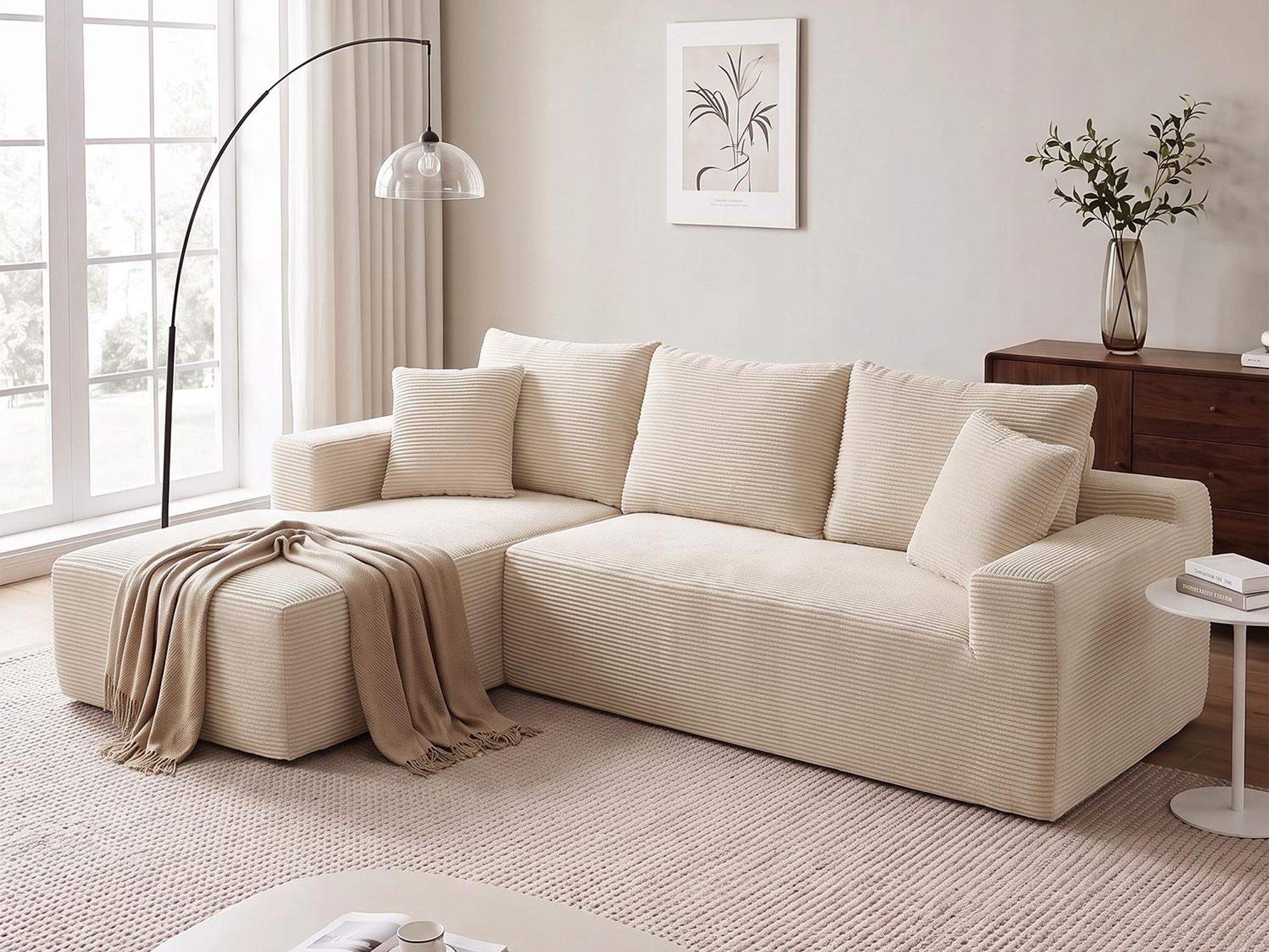 OYAJIA Ecksofa, modulares Sofa 240 cm breit, vakuumverpackt, Schlafsofa, Keine Montage erforderlich, mit großer Chaiselongue , für Wohnzimmer, Gäste