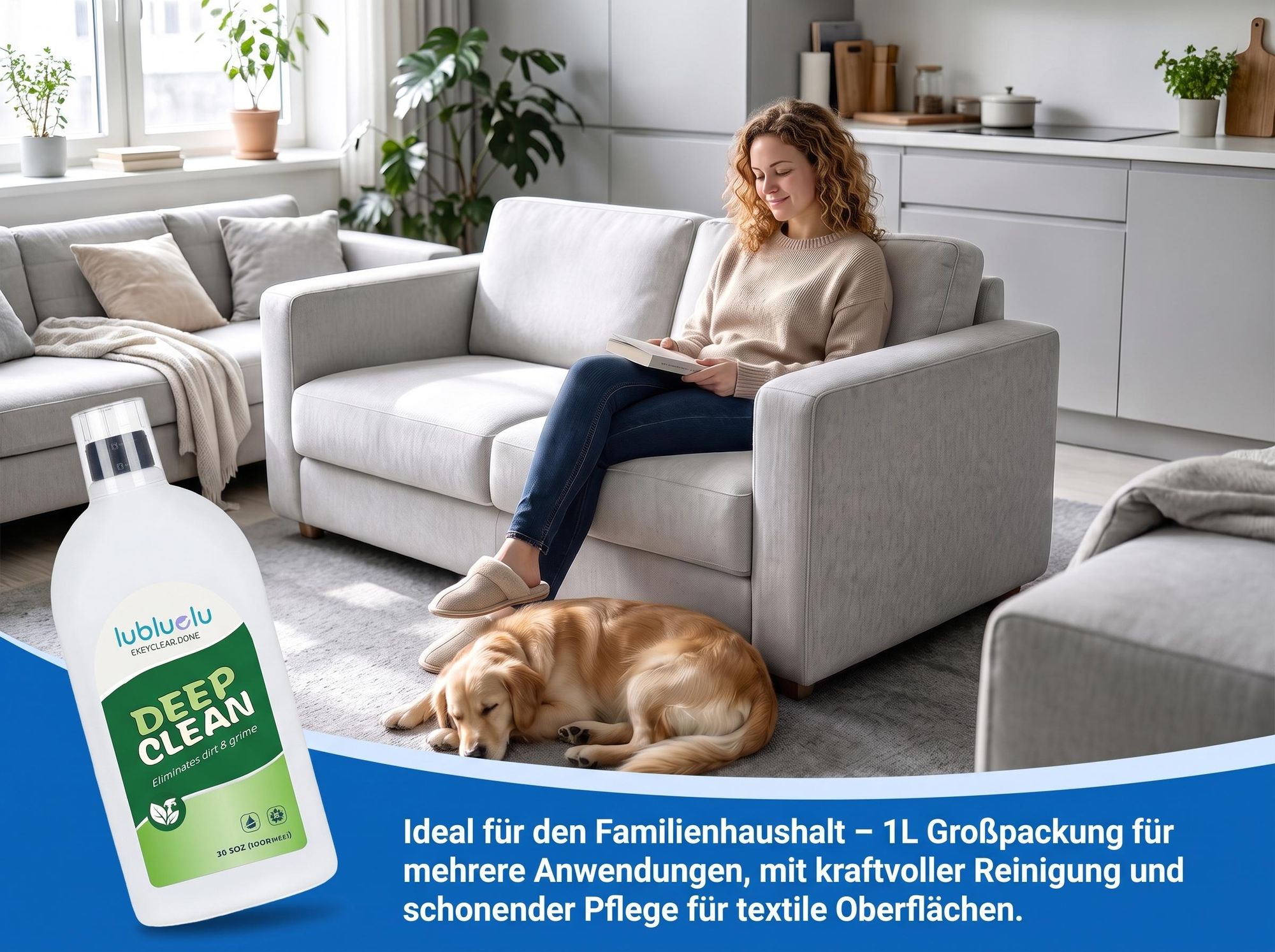 Lubluelu 1L Konzentrat Schaumarmes Reinigungsmittel für Waschsauger & Polsterreiniger, für Sofas, Teppiche & Autositze, passend für V2, V6, V11