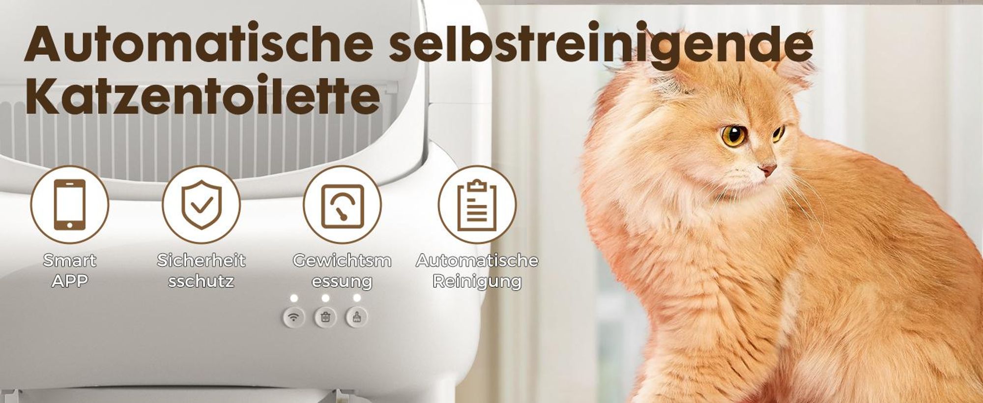 Katzentoilette Oben offene Automatische Katzenklo selbstreinigend Katzentoilette XXL Große Fassungsvermögen,App-Steuerung,für mehrere katzen
