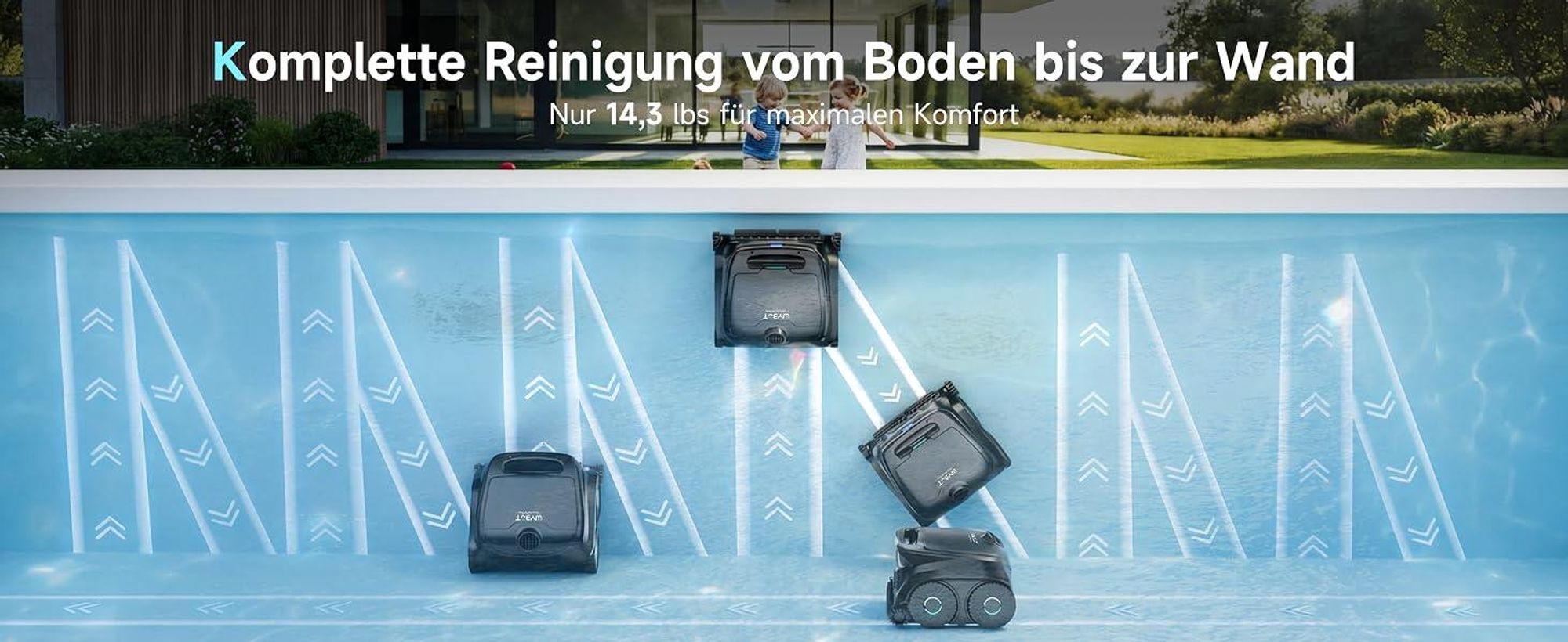 WYBOT OS600: Kabelloser Poolroboter, 6,5kg leicht, 120 Min Laufzeit, 180μm Filter, App-Steuerung