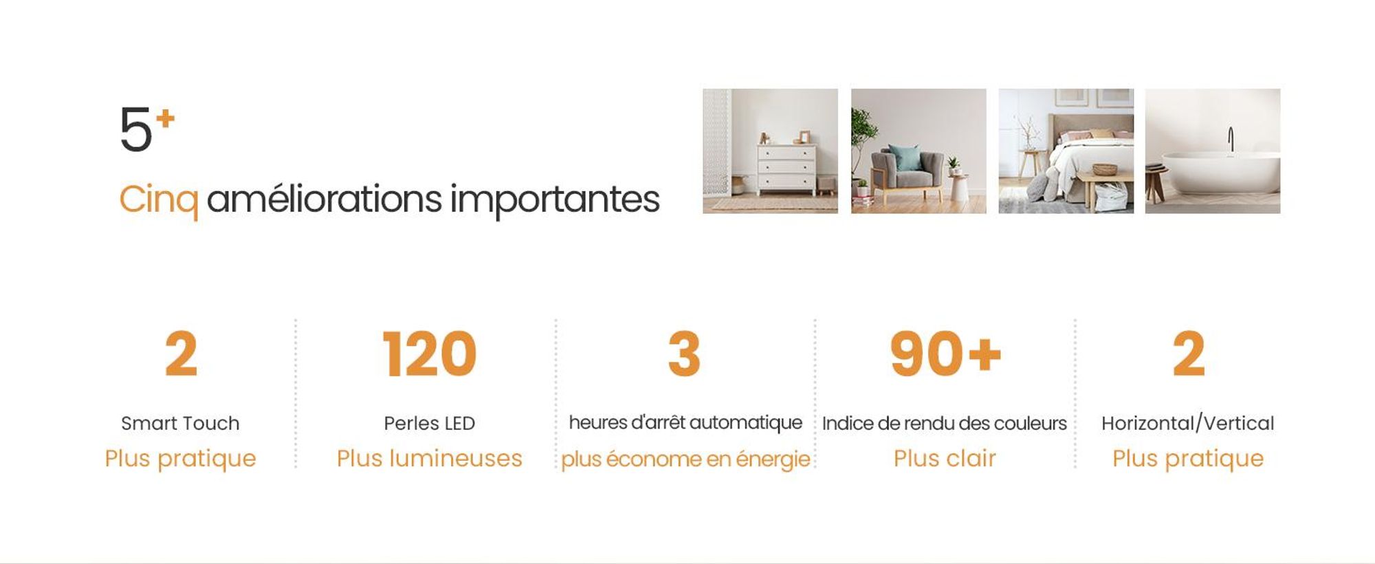EMKE Miroir de salle de bain LED 50 x 50 cm Miroir de salle de bain avec antibuée, 3 couleurs de lumière Miroir de salle de bain avec interrupteur tactile, miroir mural à intensité variable avec fonction mémoire